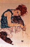 Egon Schiele Seated Woman with Bent Knee painting